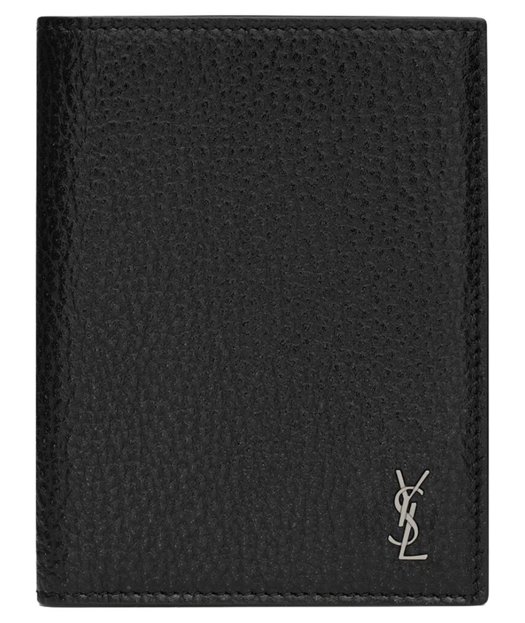 SAINT LAURENT Черный кожаный кошелек, фото 1