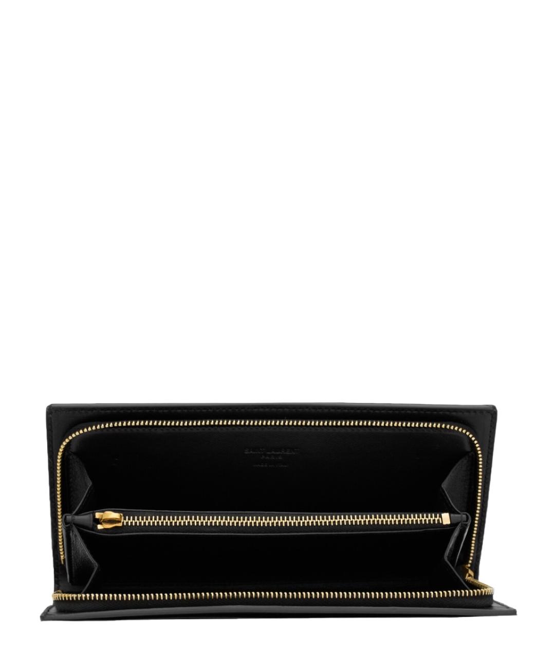 SAINT LAURENT Черный кожаный кошелек, фото 3