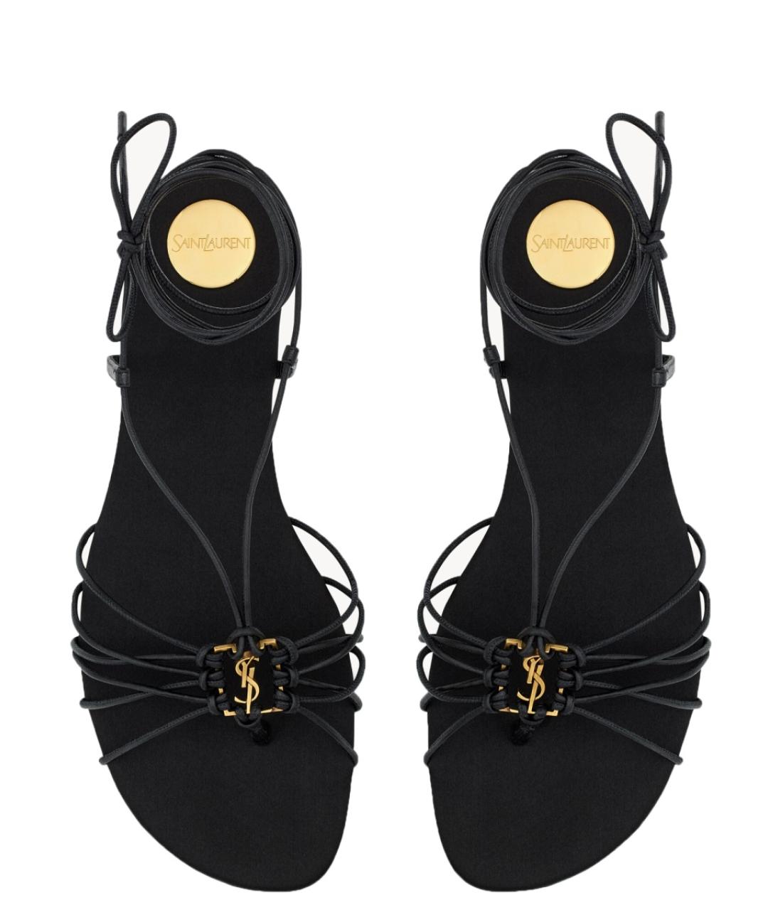 SAINT LAURENT Черные текстильные сандалии, фото 3