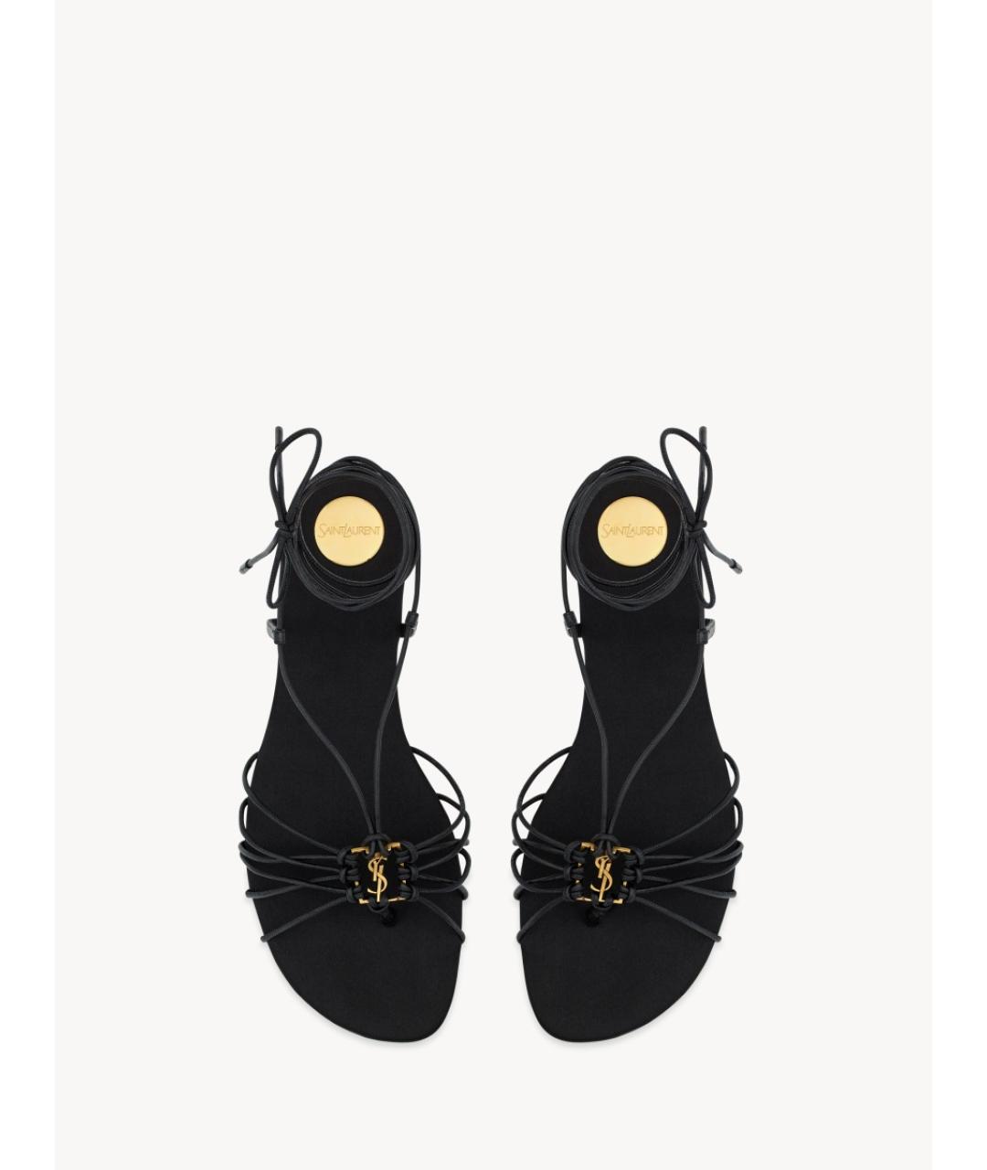 SAINT LAURENT Черные текстильные сандалии, фото 4