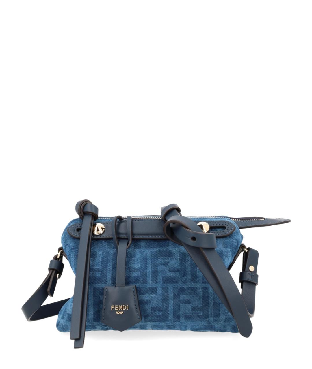 FENDI Синяя жаккардовая сумка тоут, фото 1