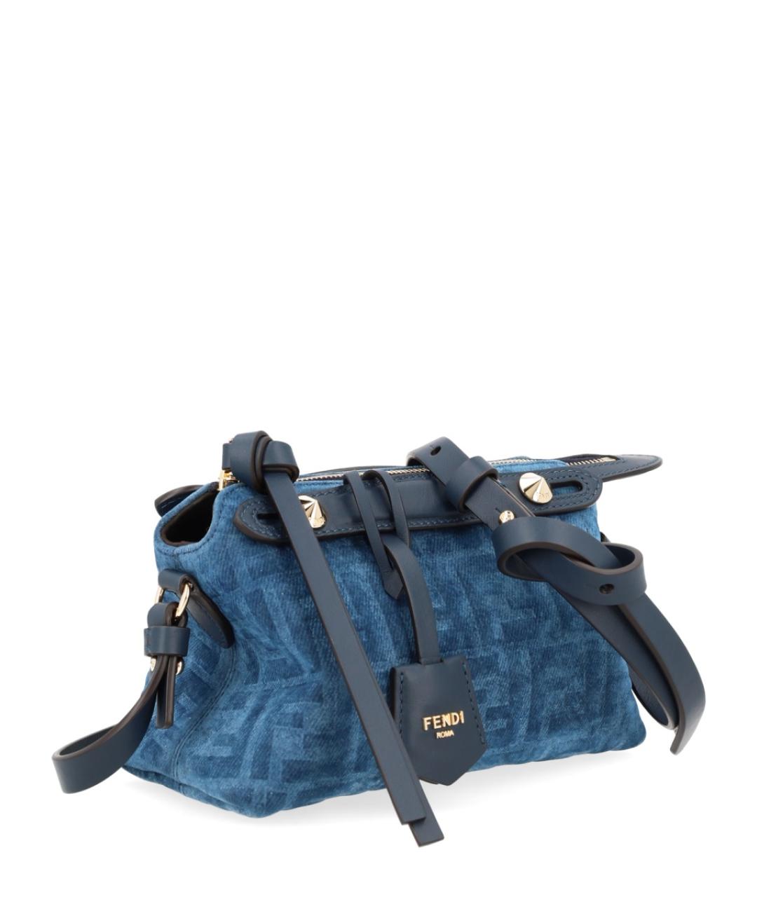 FENDI Синяя жаккардовая сумка тоут, фото 2