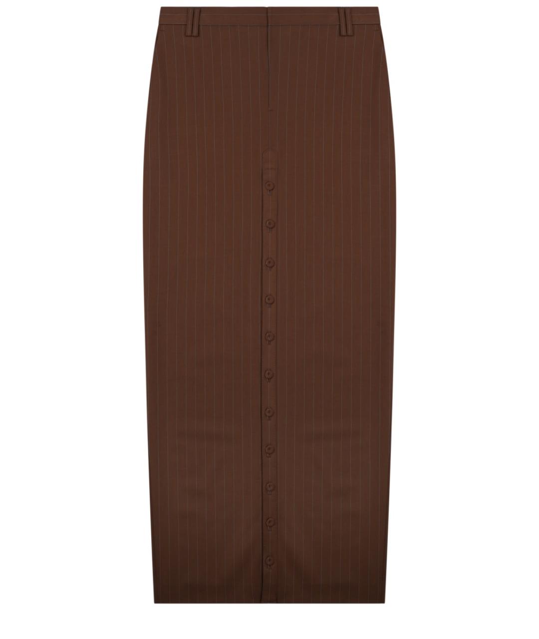 JEAN PAUL GAULTIER Коричневая шерстяная юбка миди, фото 1