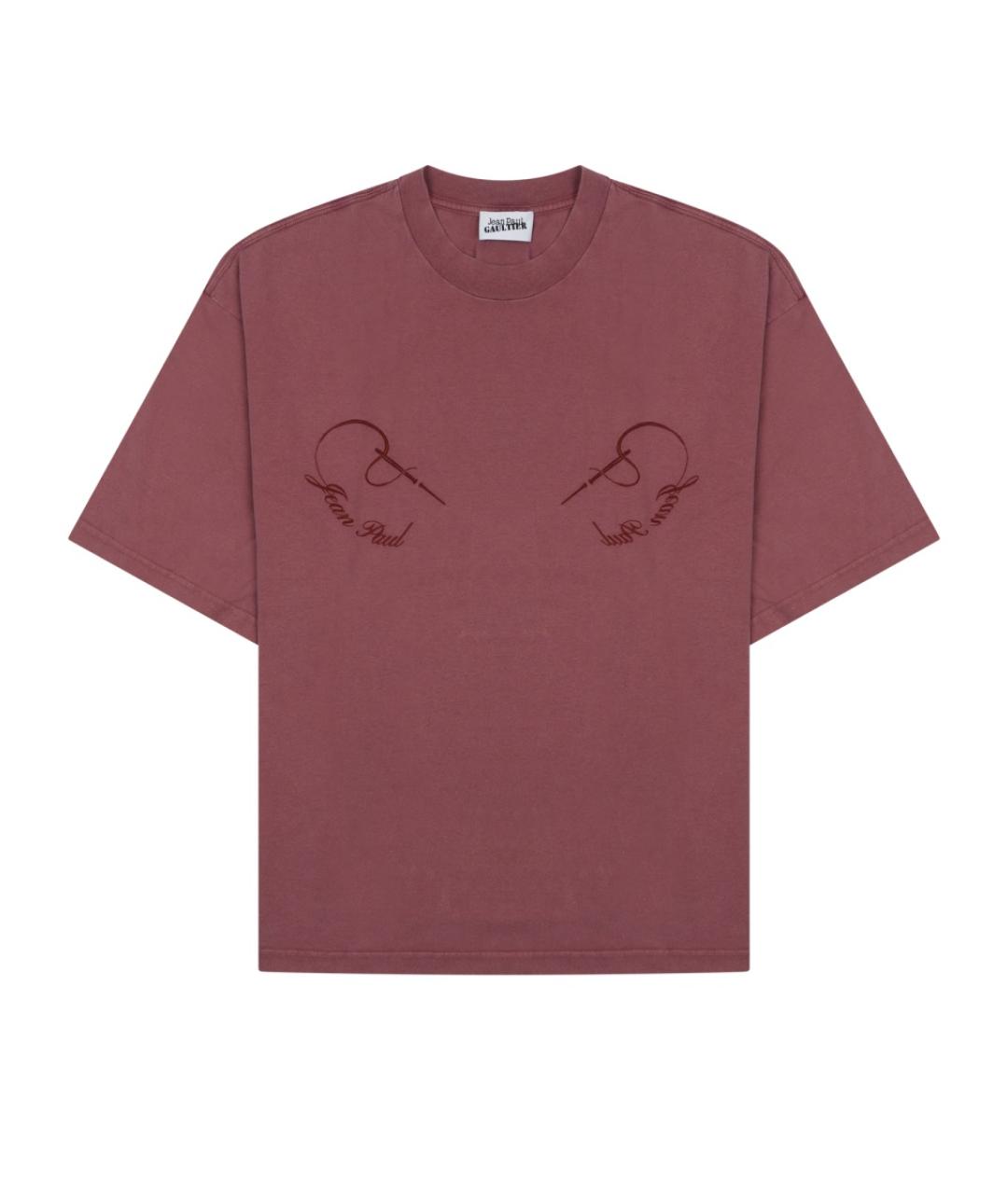 JEAN PAUL GAULTIER Бордовая хлопковая футболка, фото 1