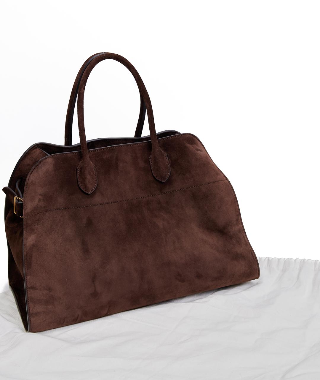 THE ROW Коричневая замшевая сумка с короткими ручками, фото 6