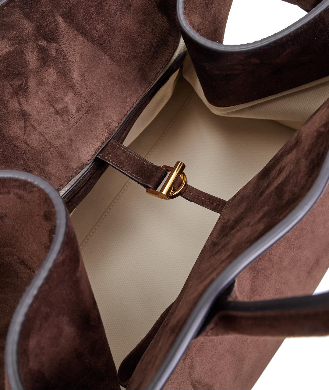 THE ROW Коричневая замшевая сумка с короткими ручками, фото 5