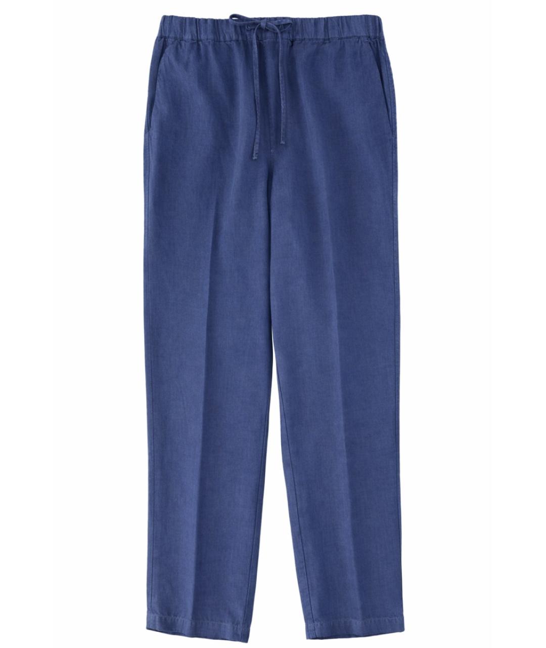 120% LINO Синие льняные повседневные брюки, фото 1