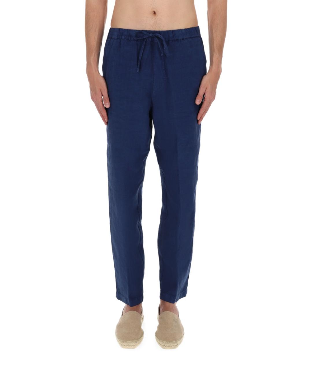 120% LINO Синие льняные повседневные брюки, фото 5