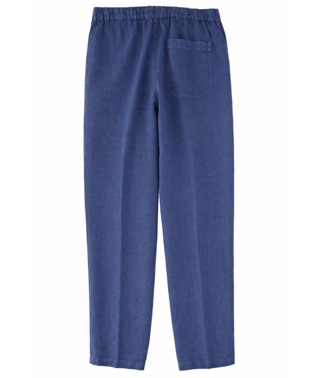 120% LINO Синие льняные повседневные брюки, фото 3