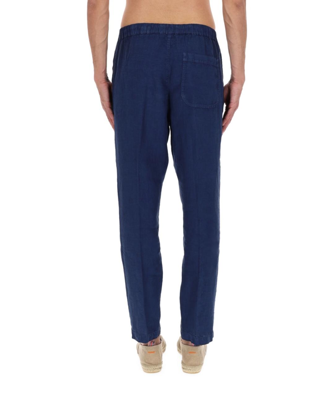 120% LINO Синие льняные повседневные брюки, фото 4