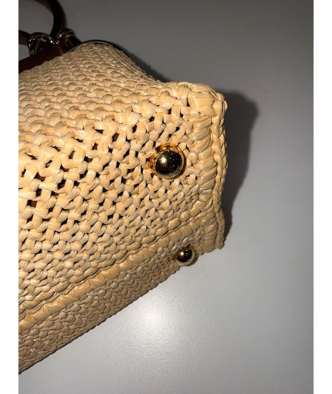 FENDI Бежевая пелетеная сумка с короткими ручками, фото 5