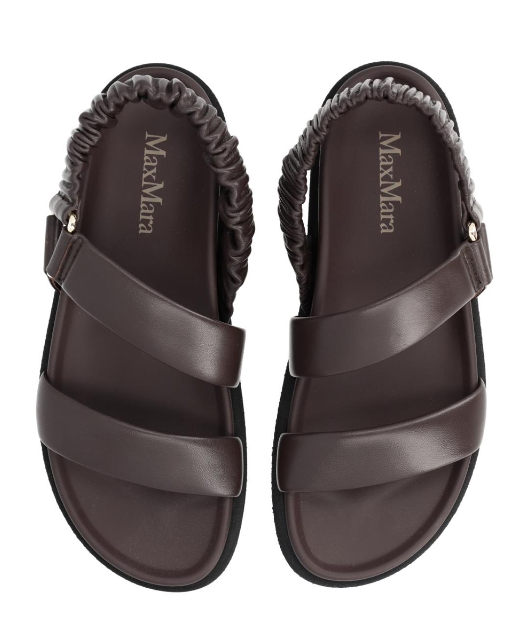 MAX MARA Коричневые кожаные сандалии, фото 5