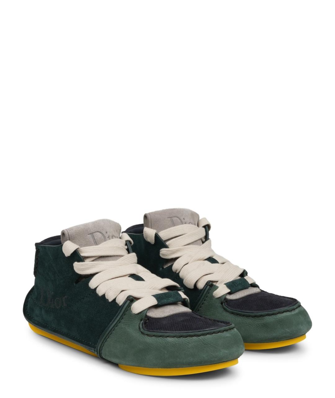 CHRISTIAN DIOR Зеленые замшевые высокие кроссовки / кеды, фото 2