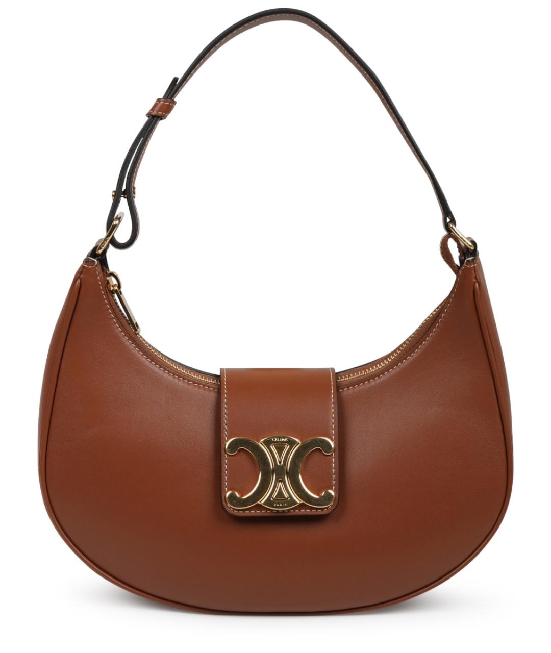 CELINE Коричневая кожаная сумка через плечо, фото 1