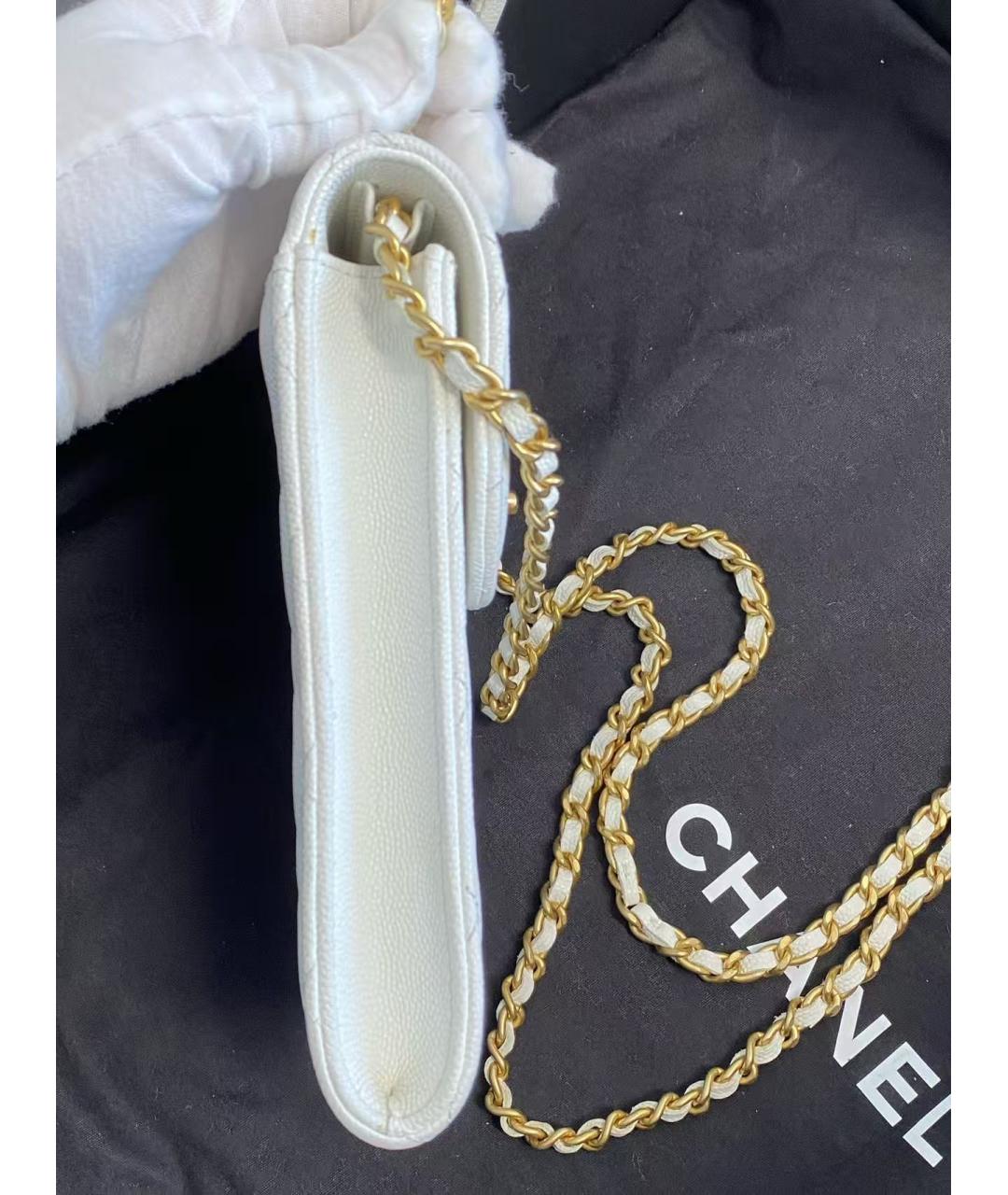 CHANEL Белая кожаная сумка через плечо, фото 4