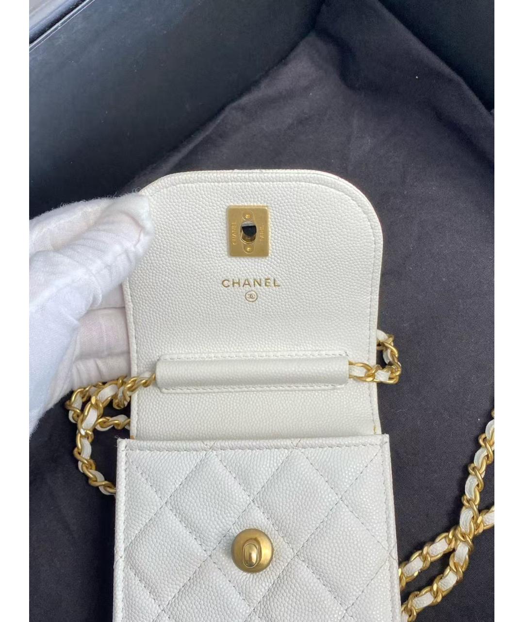 CHANEL Белая кожаная сумка через плечо, фото 7