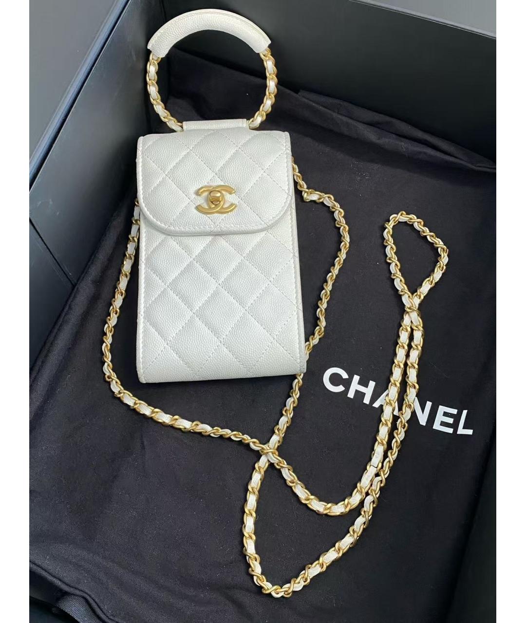 CHANEL Белая кожаная сумка через плечо, фото 2