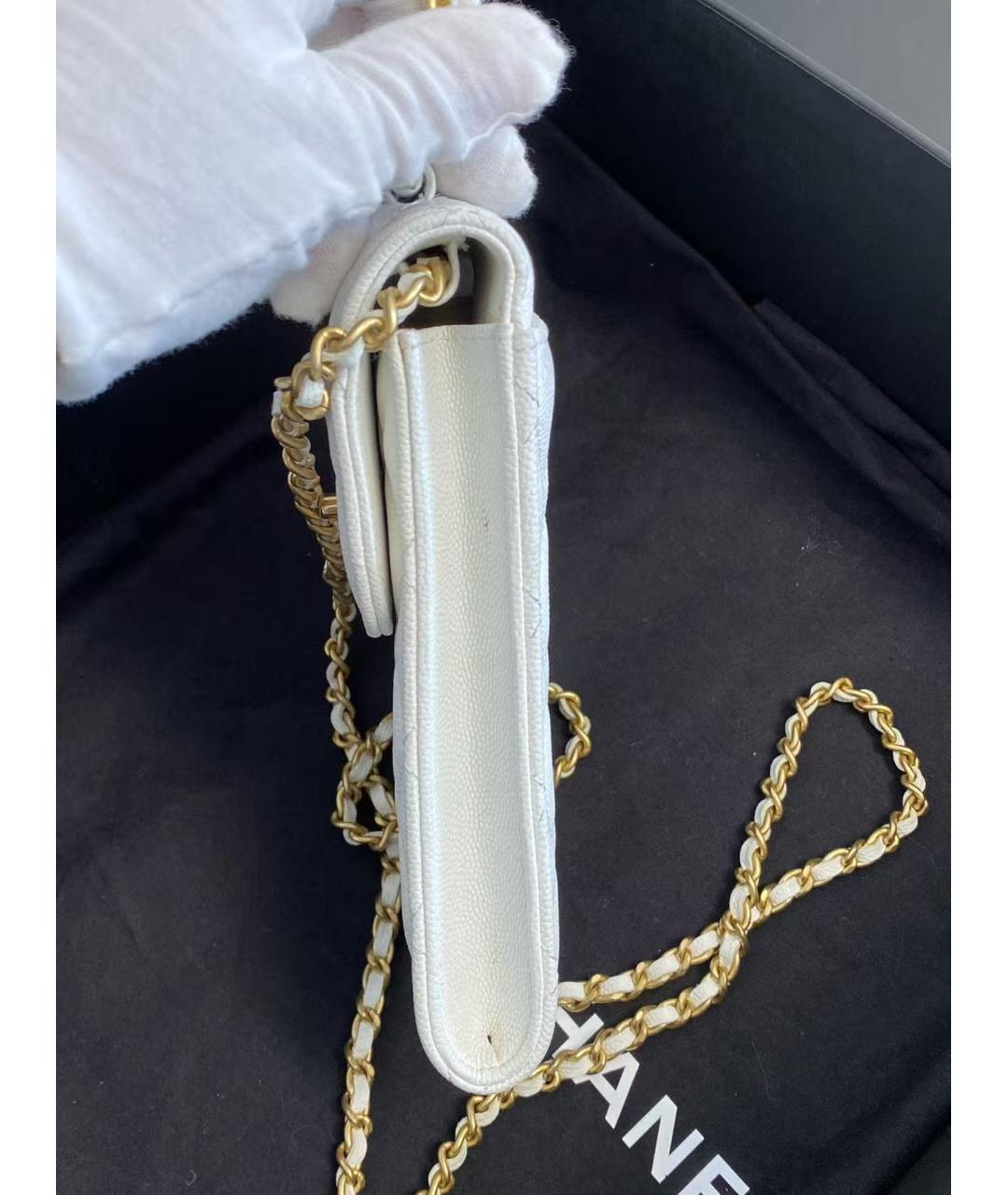 CHANEL Белая кожаная сумка через плечо, фото 5