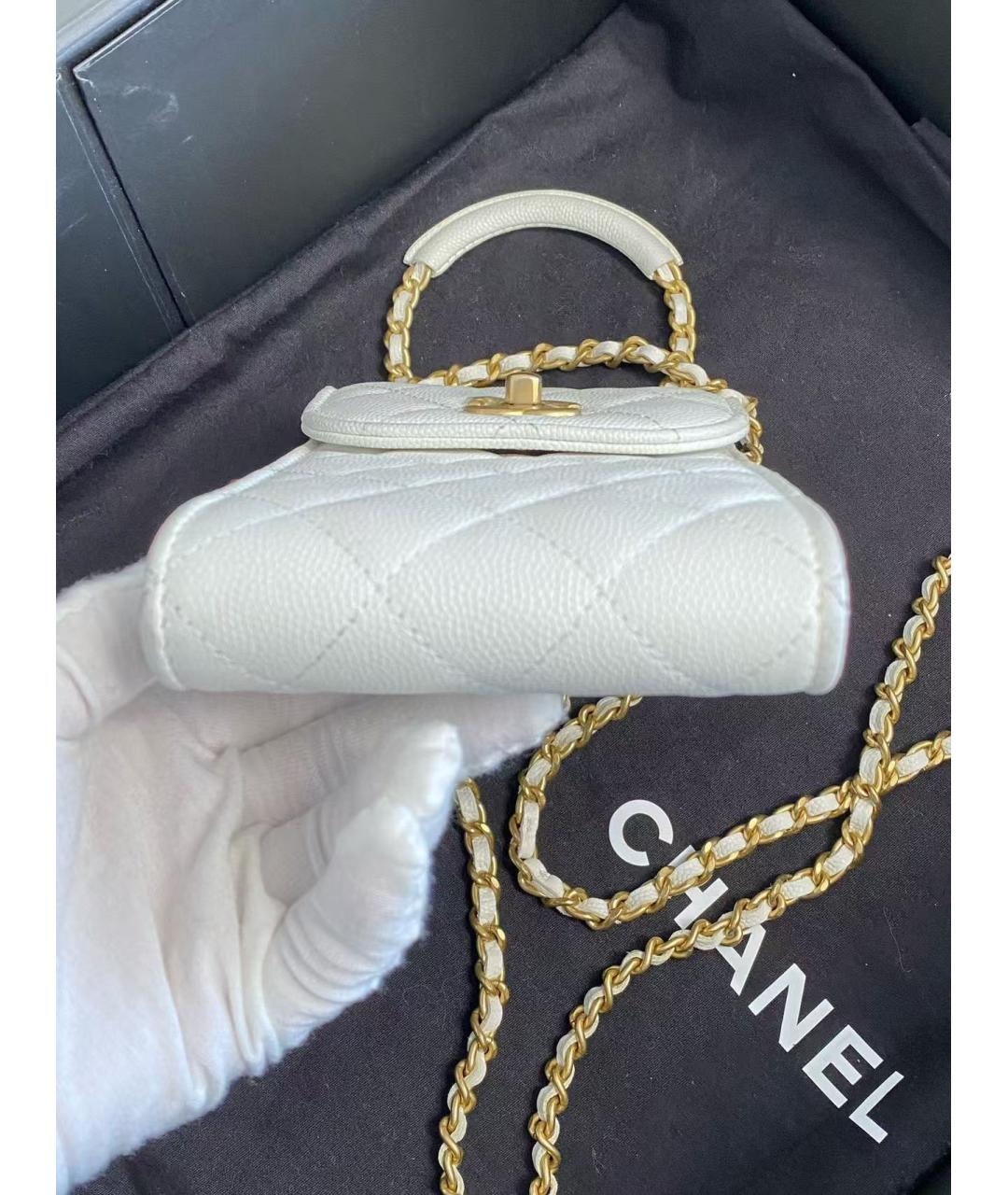 CHANEL Белая кожаная сумка через плечо, фото 6