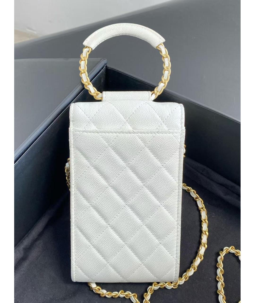 CHANEL Белая кожаная сумка через плечо, фото 3