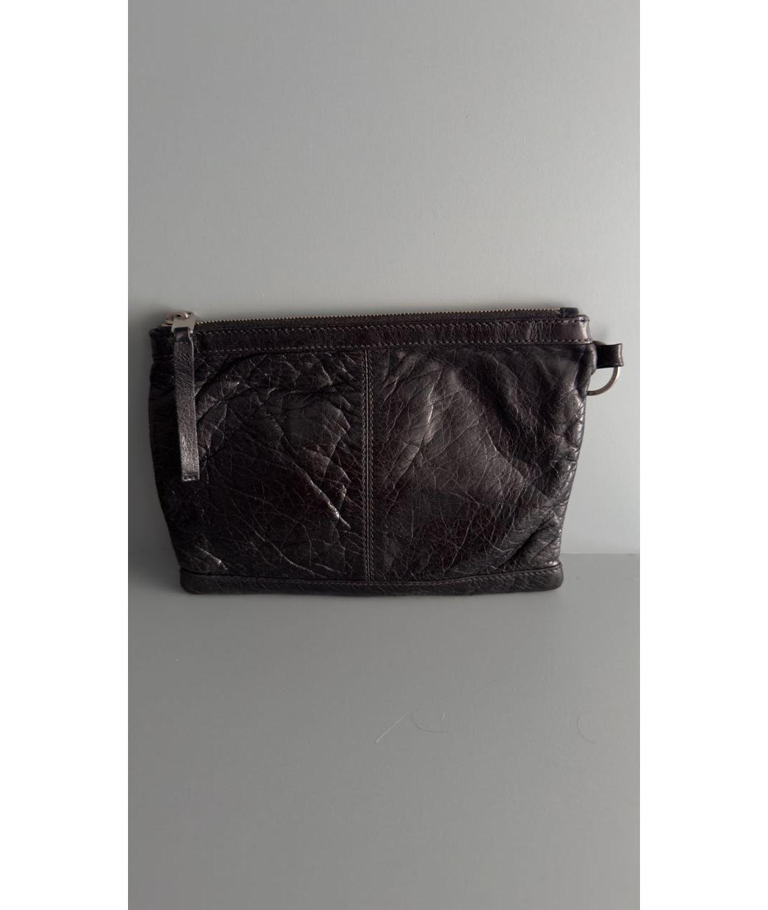 BALENCIAGA Черная кожаная барсетка, фото 3