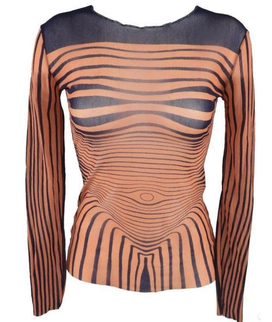 JEAN PAUL GAULTIER Оранжевая полиэстеровая блузы, фото 7