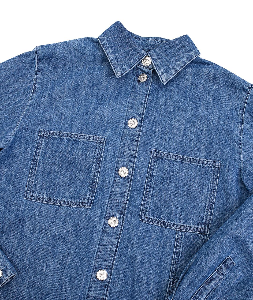 CHANEL Голубая хлопковая рубашка, фото 13