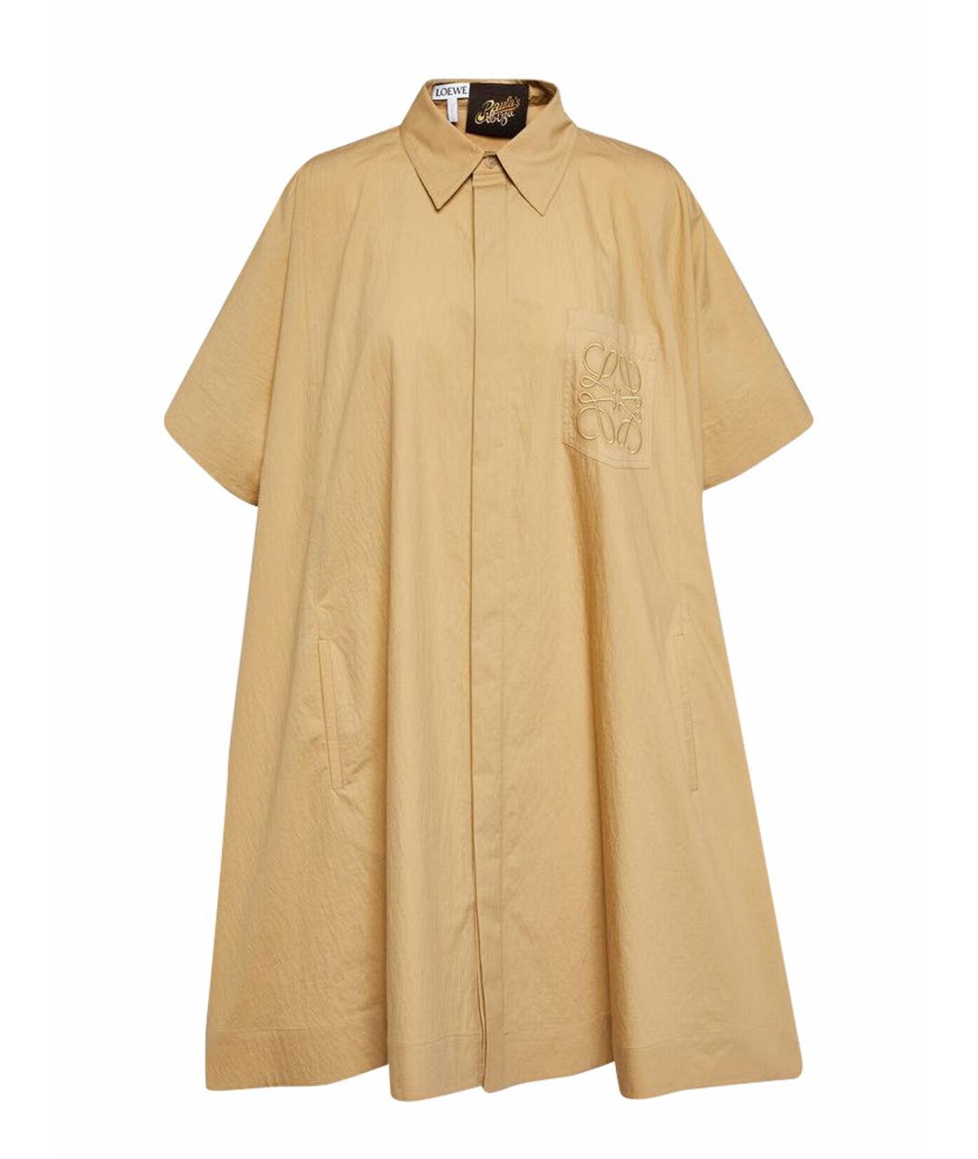 LOEWE Горчичное хлопковое повседневное платье, фото 1