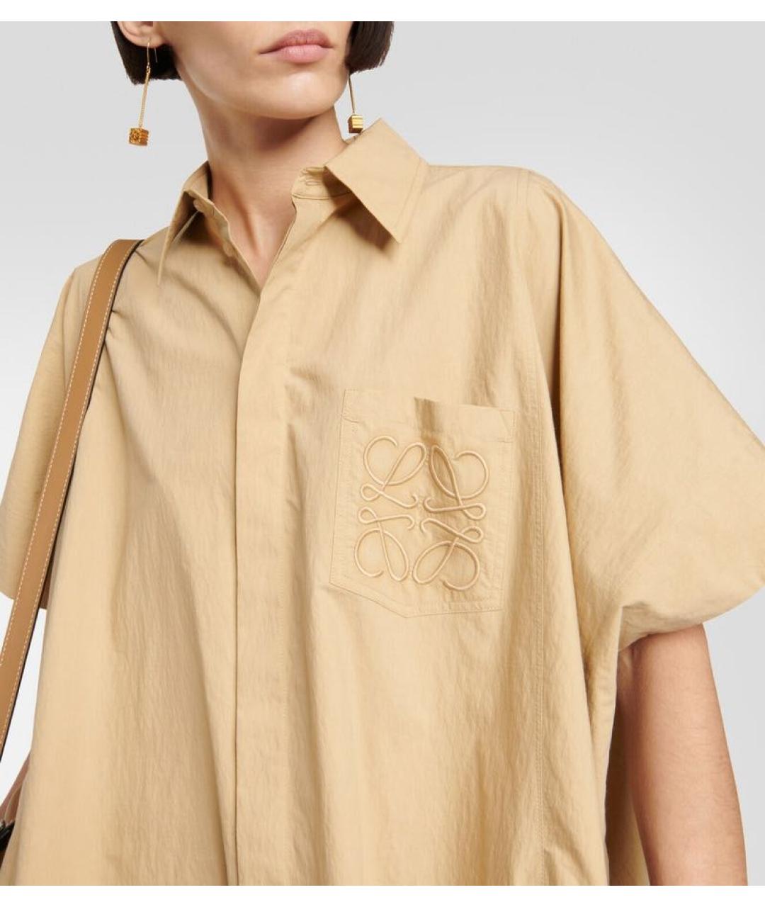 LOEWE Горчичное хлопковое повседневное платье, фото 3