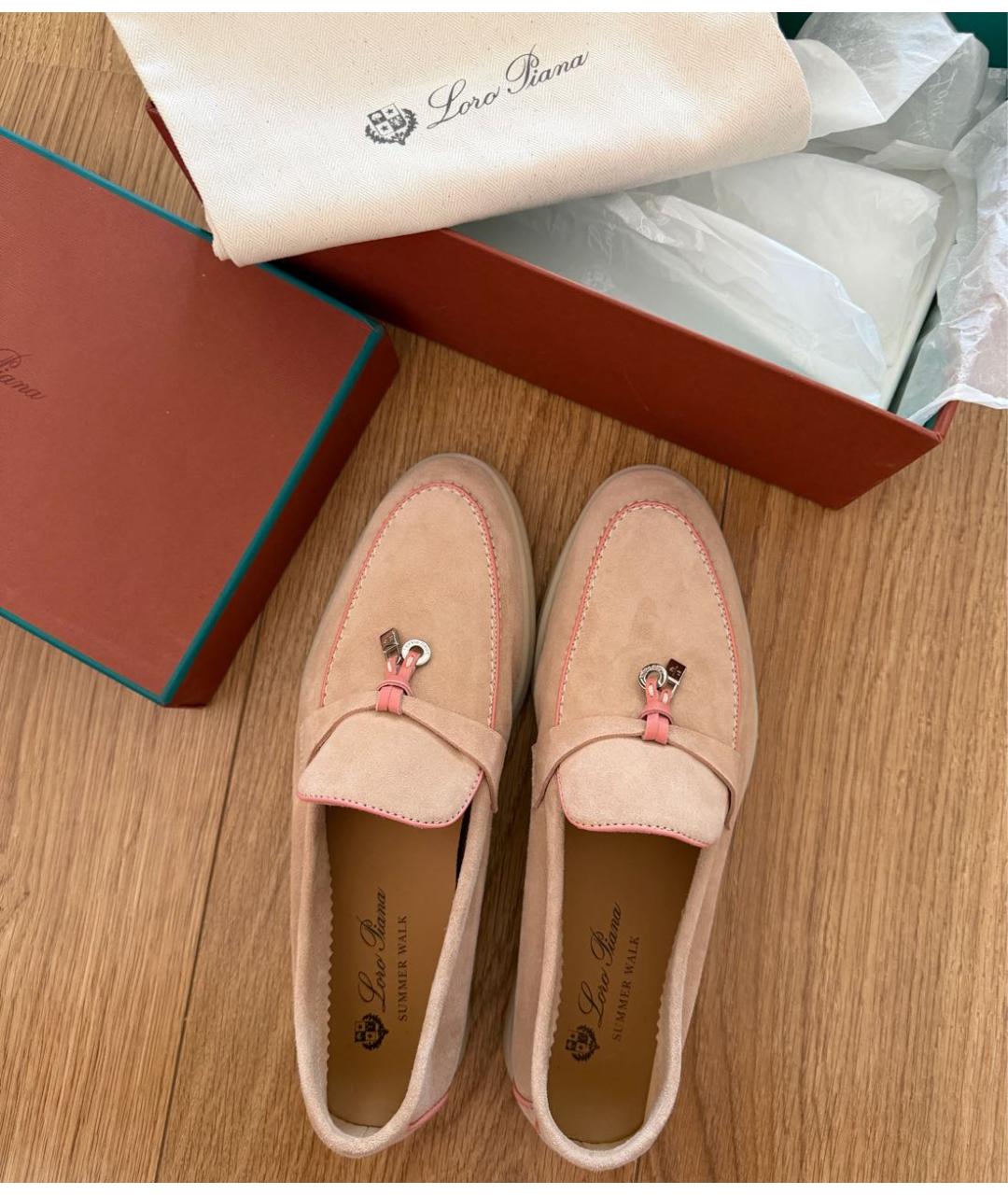 LORO PIANA Бежевые замшевые лоферы, фото 3