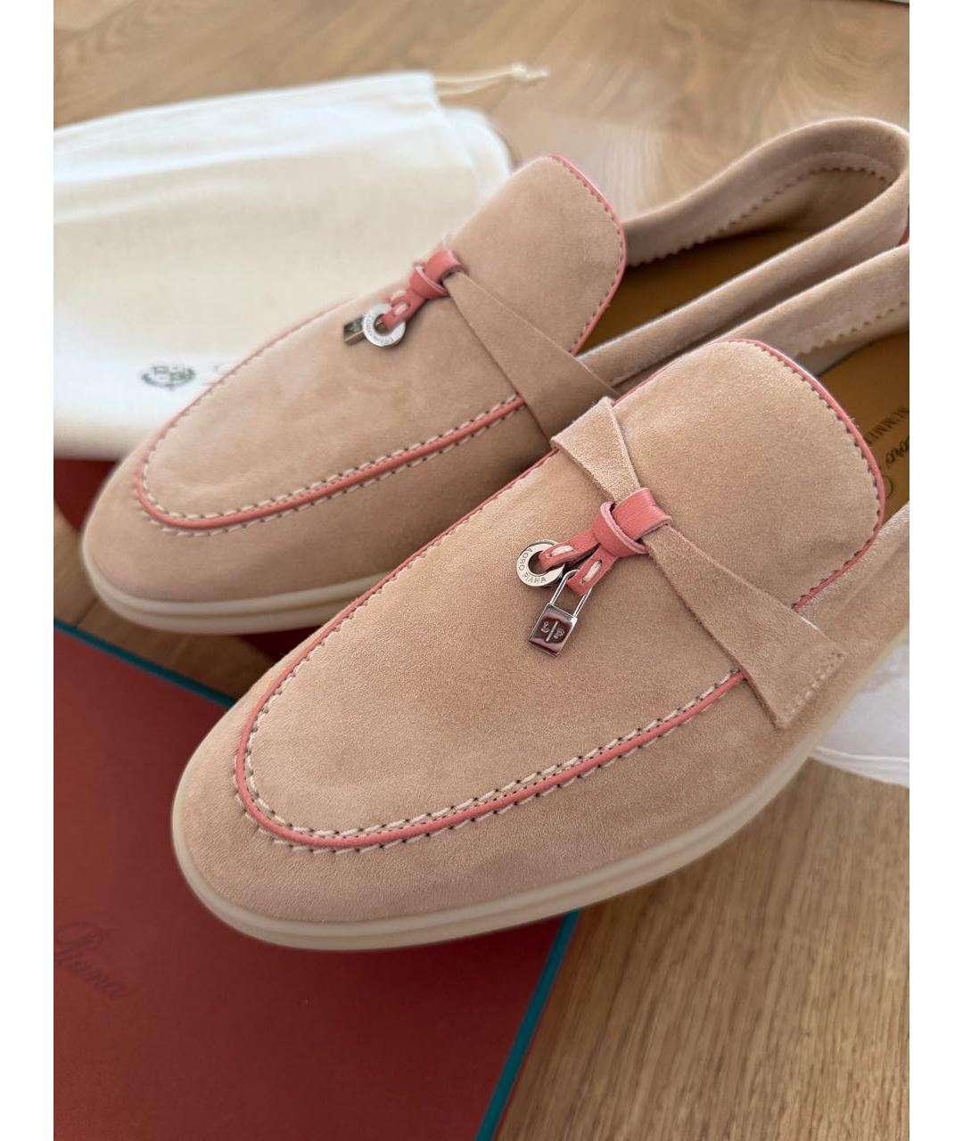 LORO PIANA Бежевые замшевые лоферы, фото 5