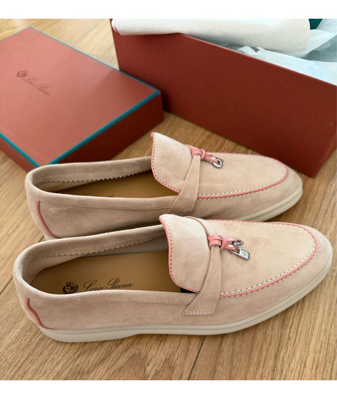 LORO PIANA Бежевые замшевые лоферы, фото 7