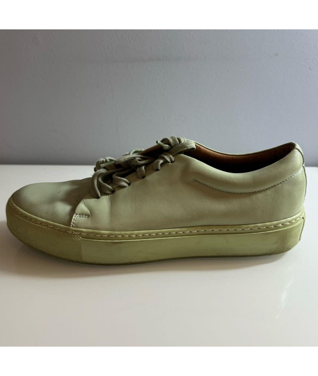 ACNE STUDIOS Салатовые кожаные кеды, фото 5