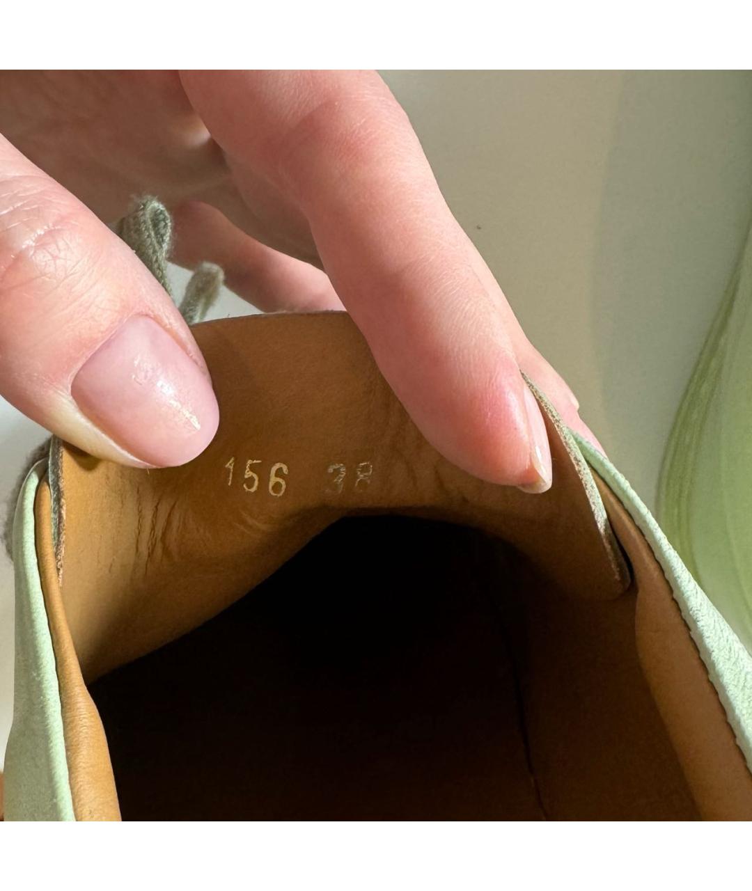 ACNE STUDIOS Салатовые кожаные кеды, фото 4