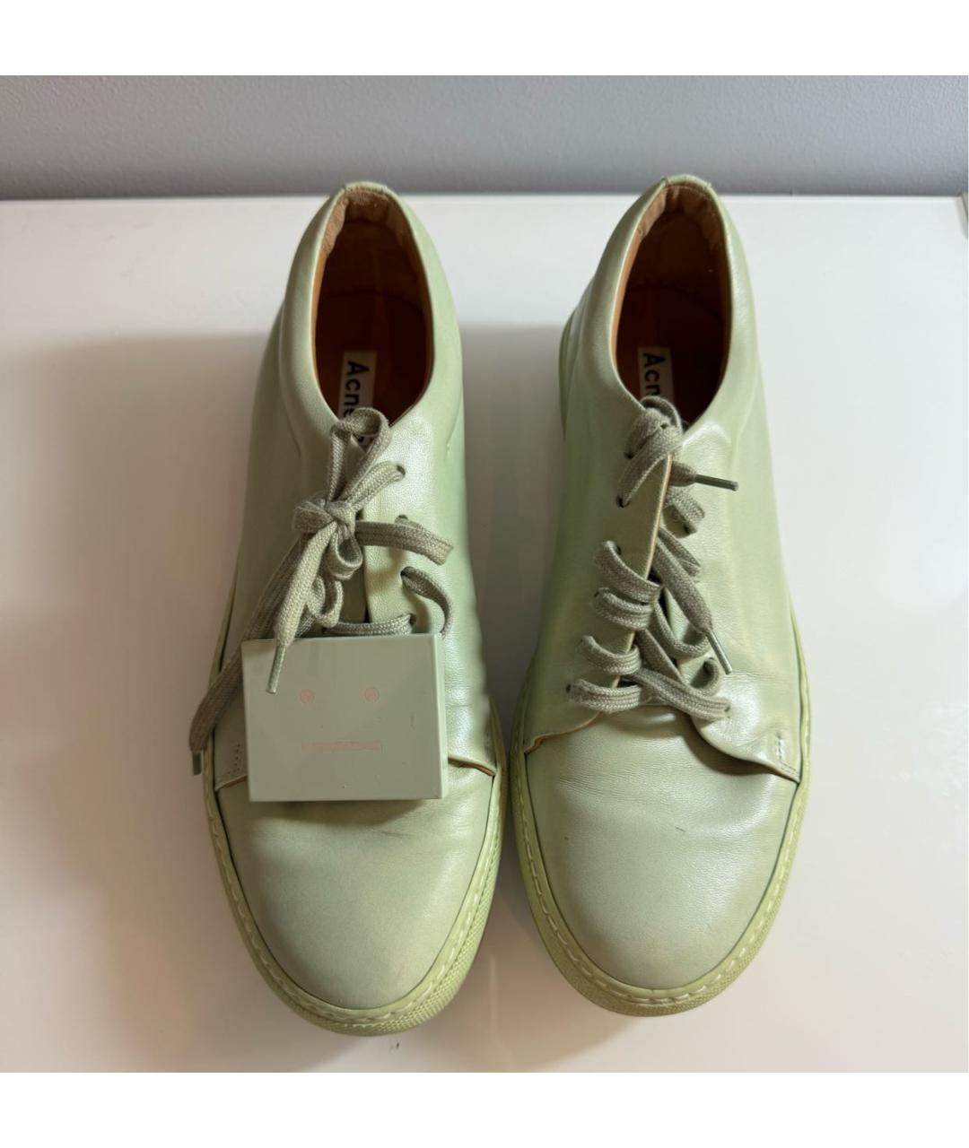 ACNE STUDIOS Салатовые кожаные кеды, фото 2