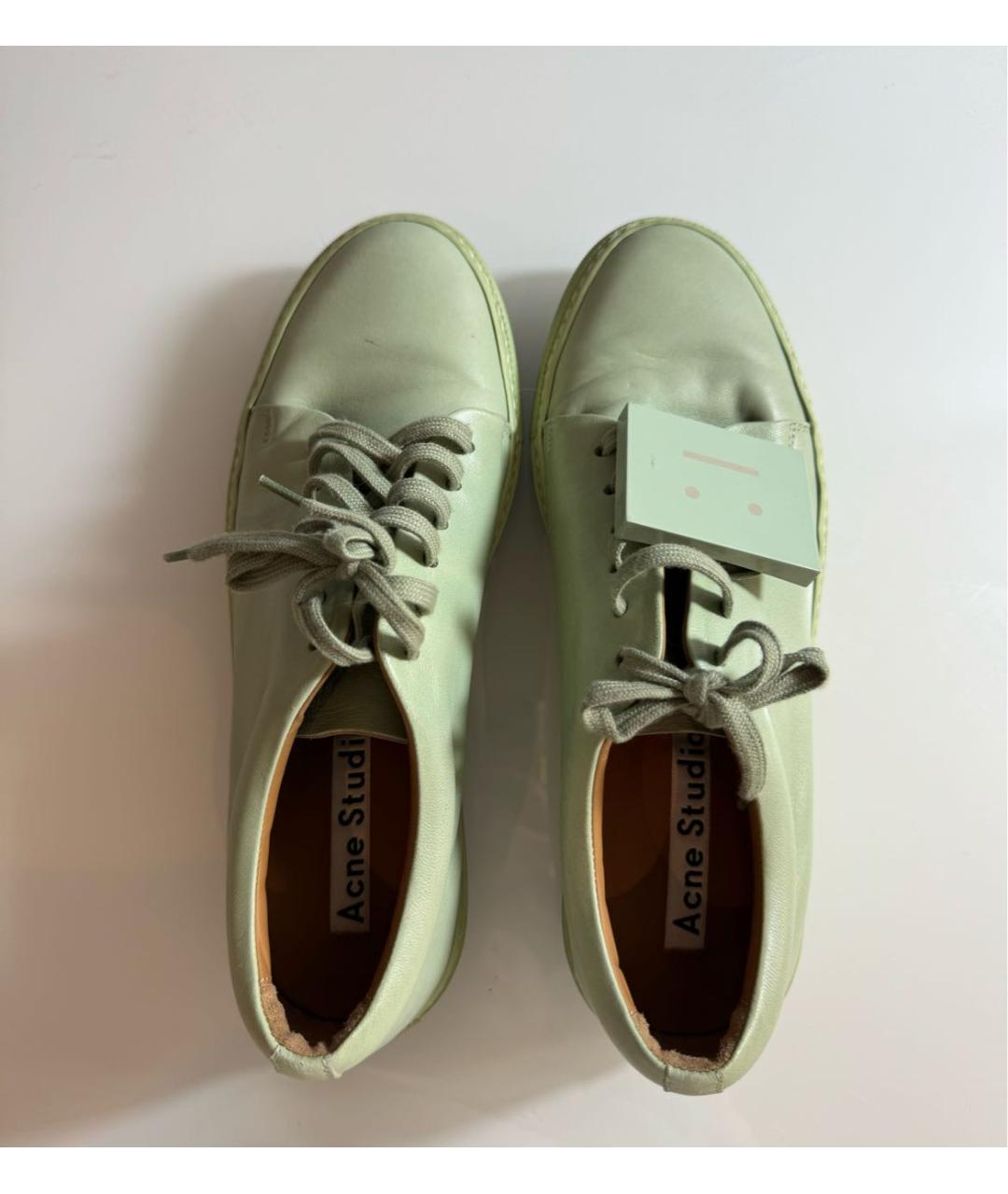ACNE STUDIOS Салатовые кожаные кеды, фото 3