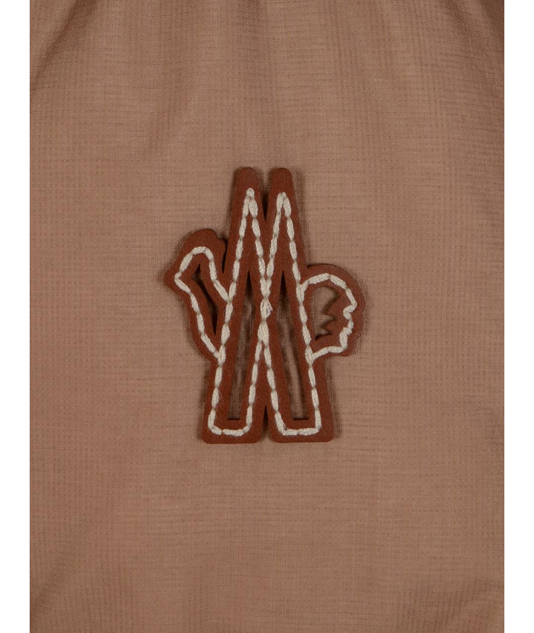 MONCLER GRENOBLE Бежевый кожаный пуховик, фото 3