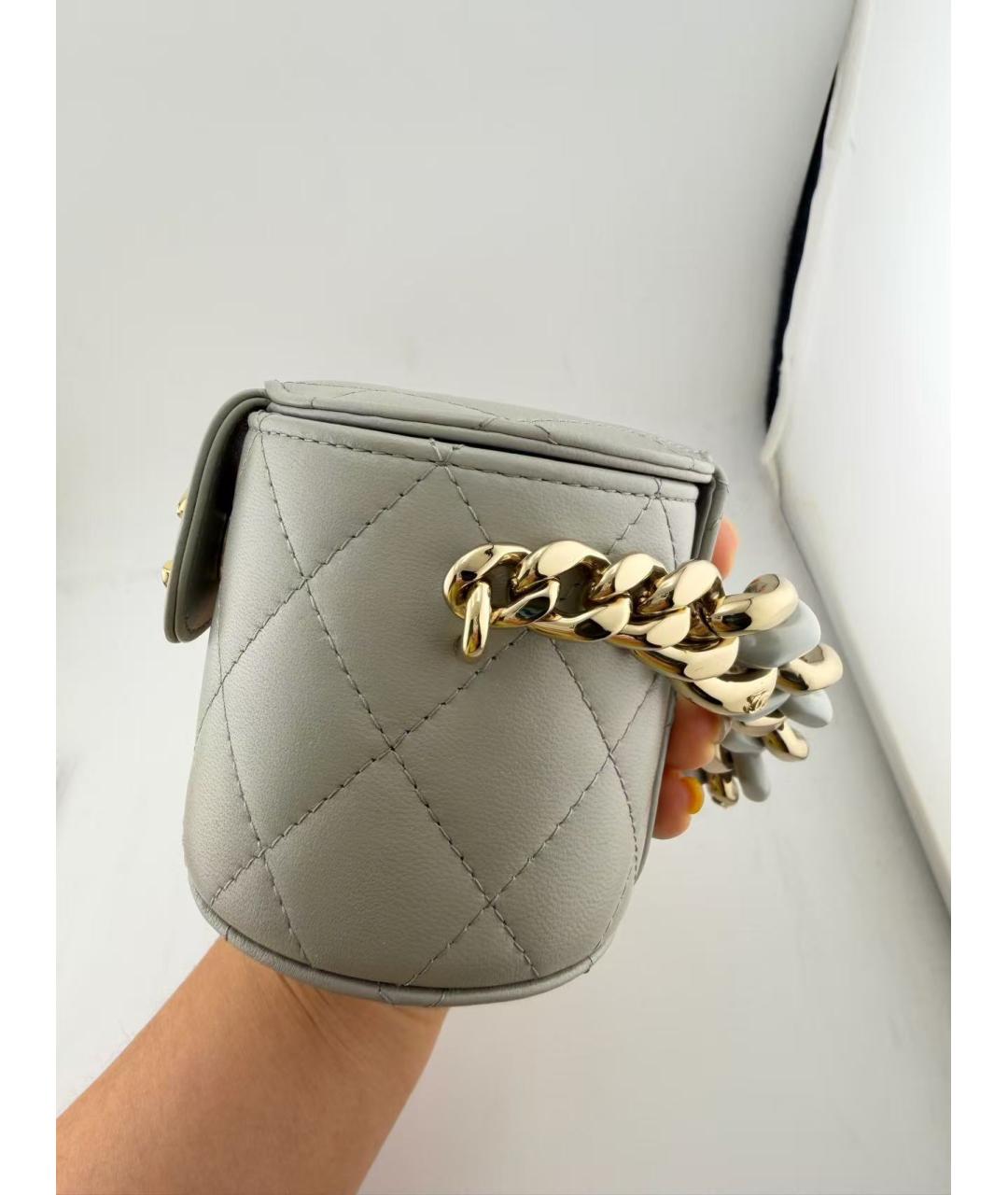 CHANEL Серая кожаная сумка через плечо, фото 5