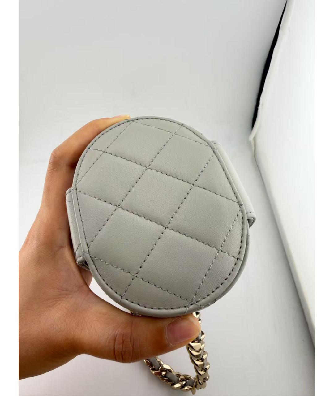 CHANEL Серая кожаная сумка через плечо, фото 7