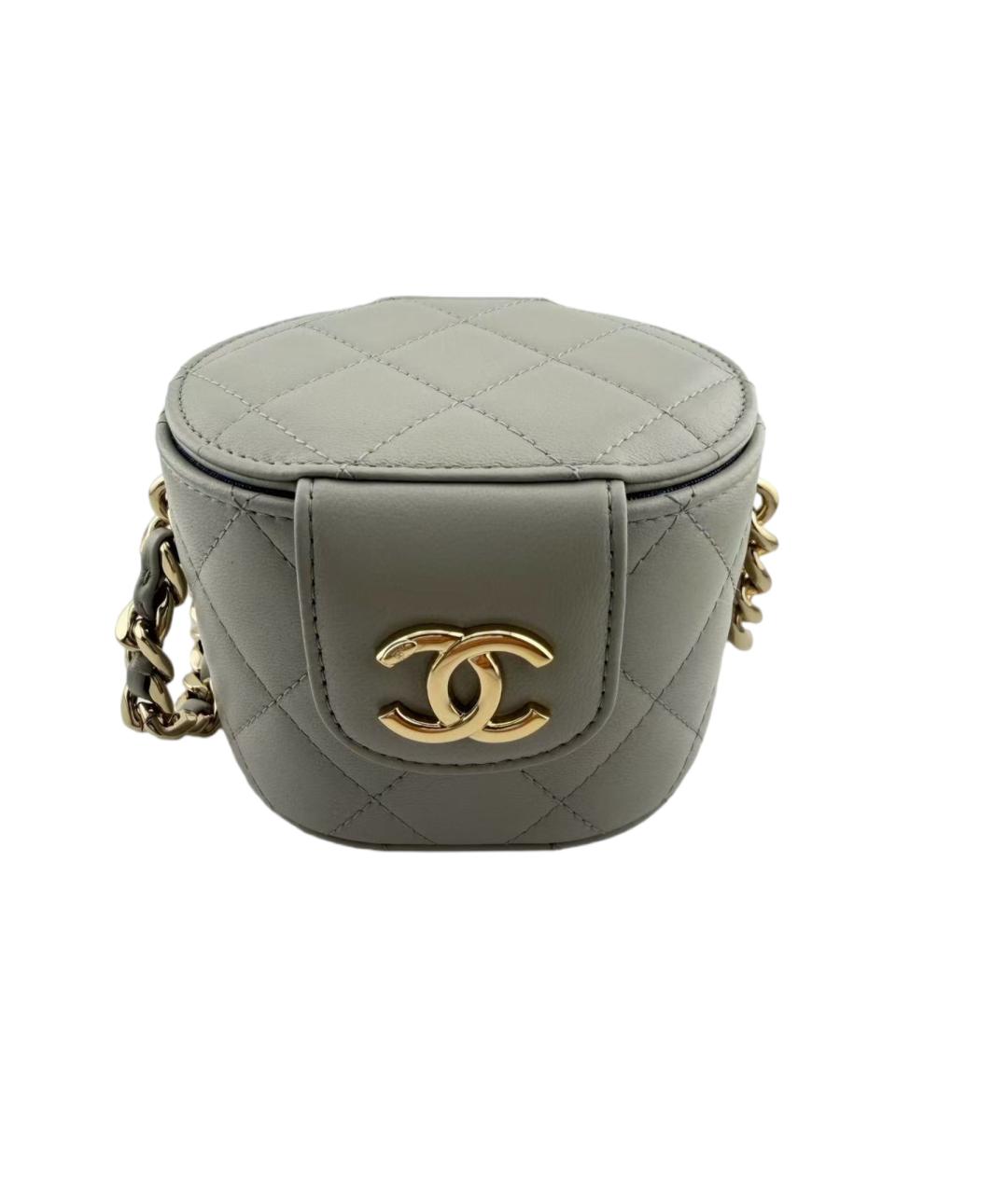 CHANEL Серая кожаная сумка через плечо, фото 9