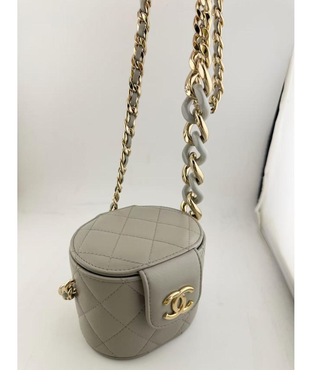 CHANEL Серая кожаная сумка через плечо, фото 8