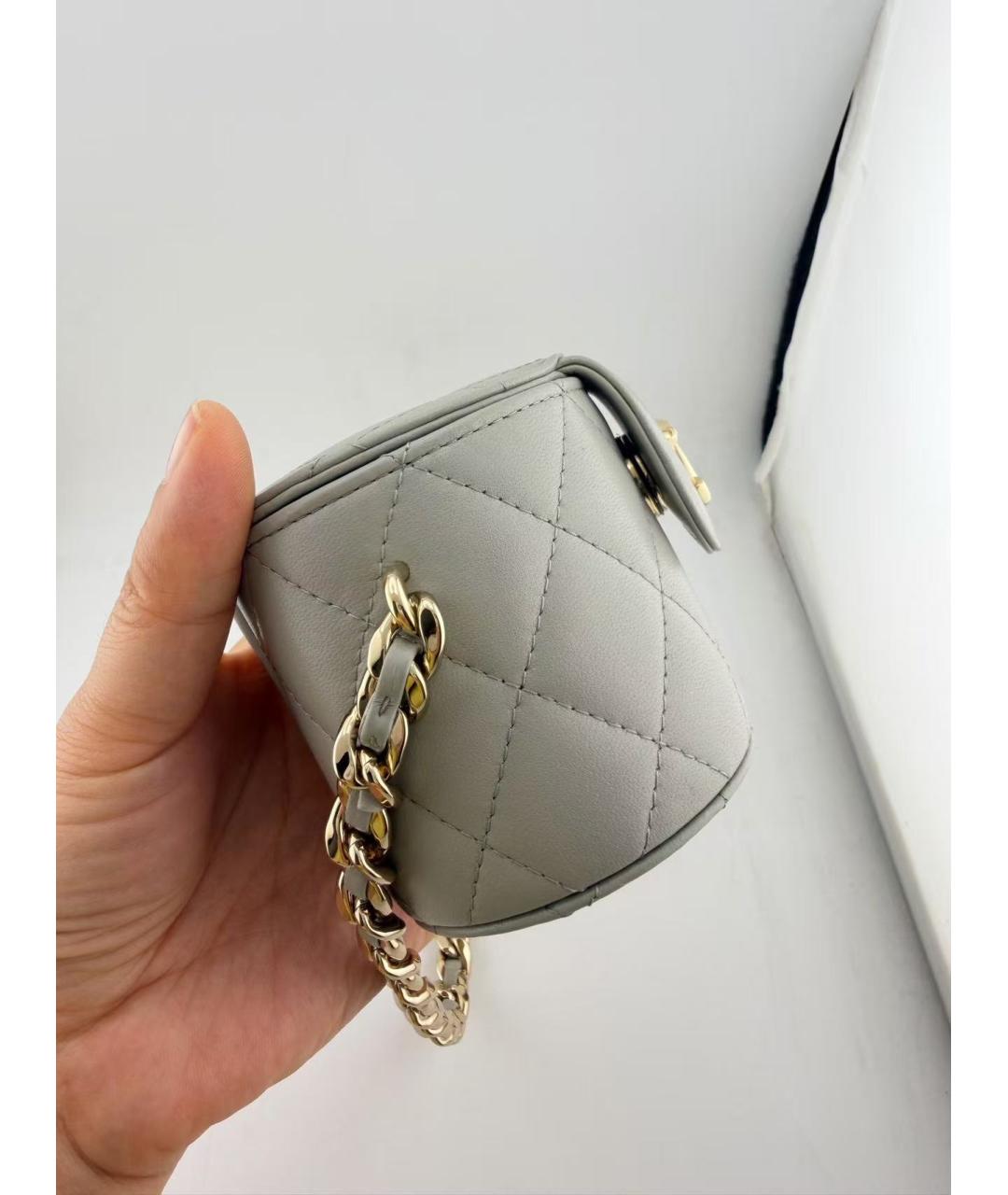 CHANEL Серая кожаная сумка через плечо, фото 6
