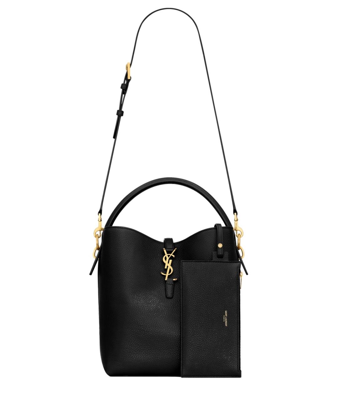 SAINT LAURENT Черная кожаная сумка через плечо, фото 5