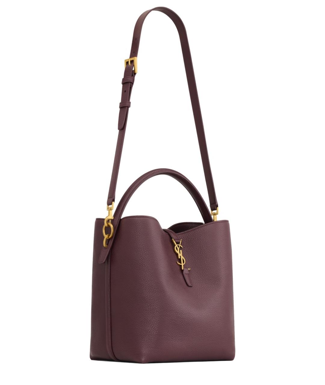 SAINT LAURENT Бордовая кожаная сумка через плечо, фото 2