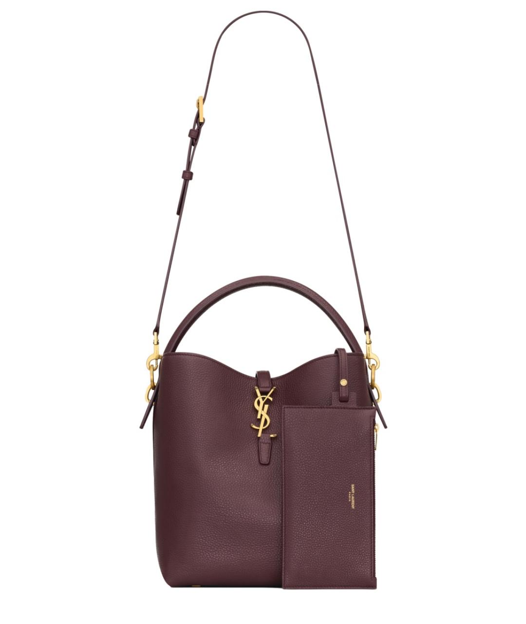 SAINT LAURENT Бордовая кожаная сумка через плечо, фото 3