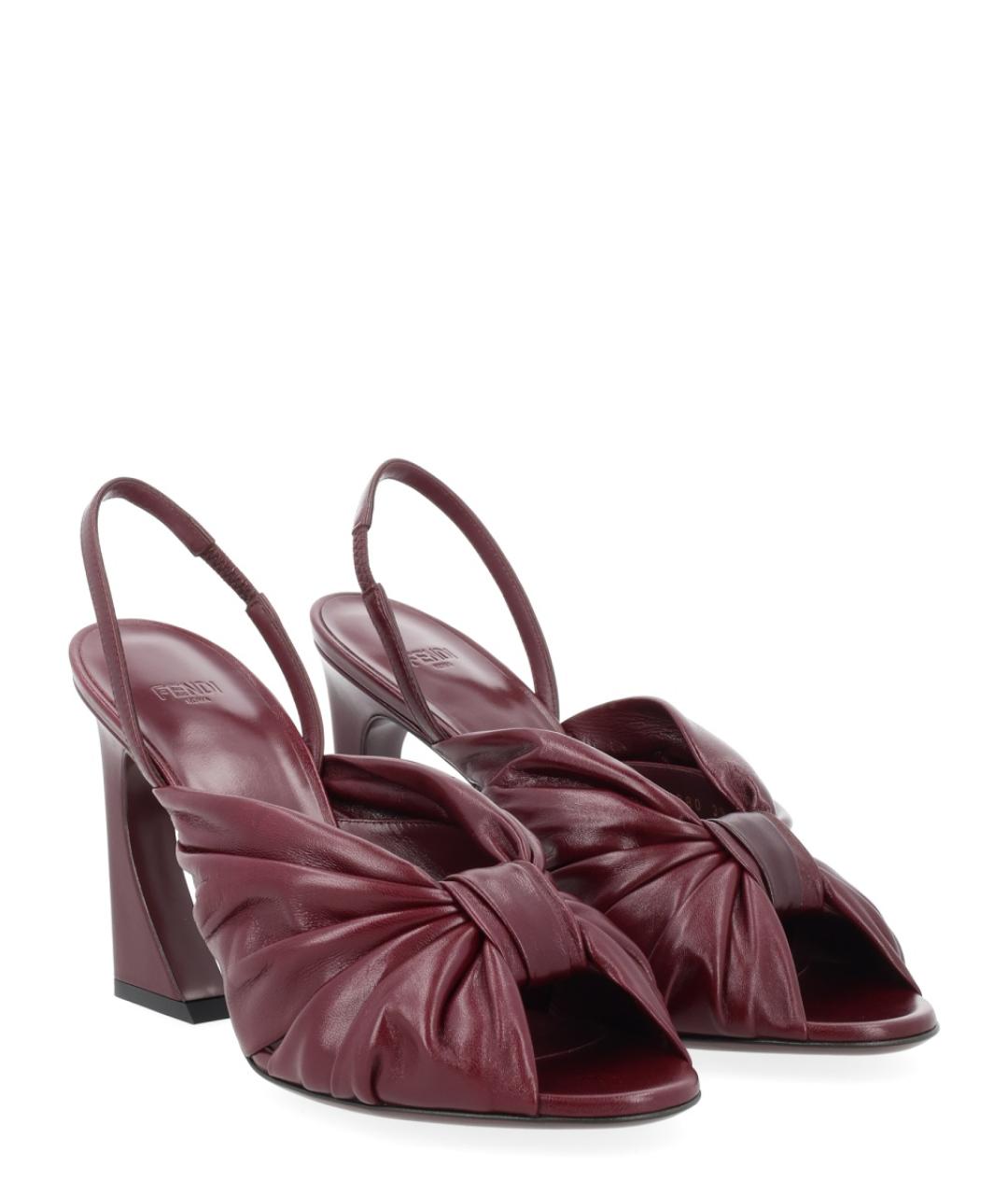 FENDI Бордовые кожаные туфли, фото 2