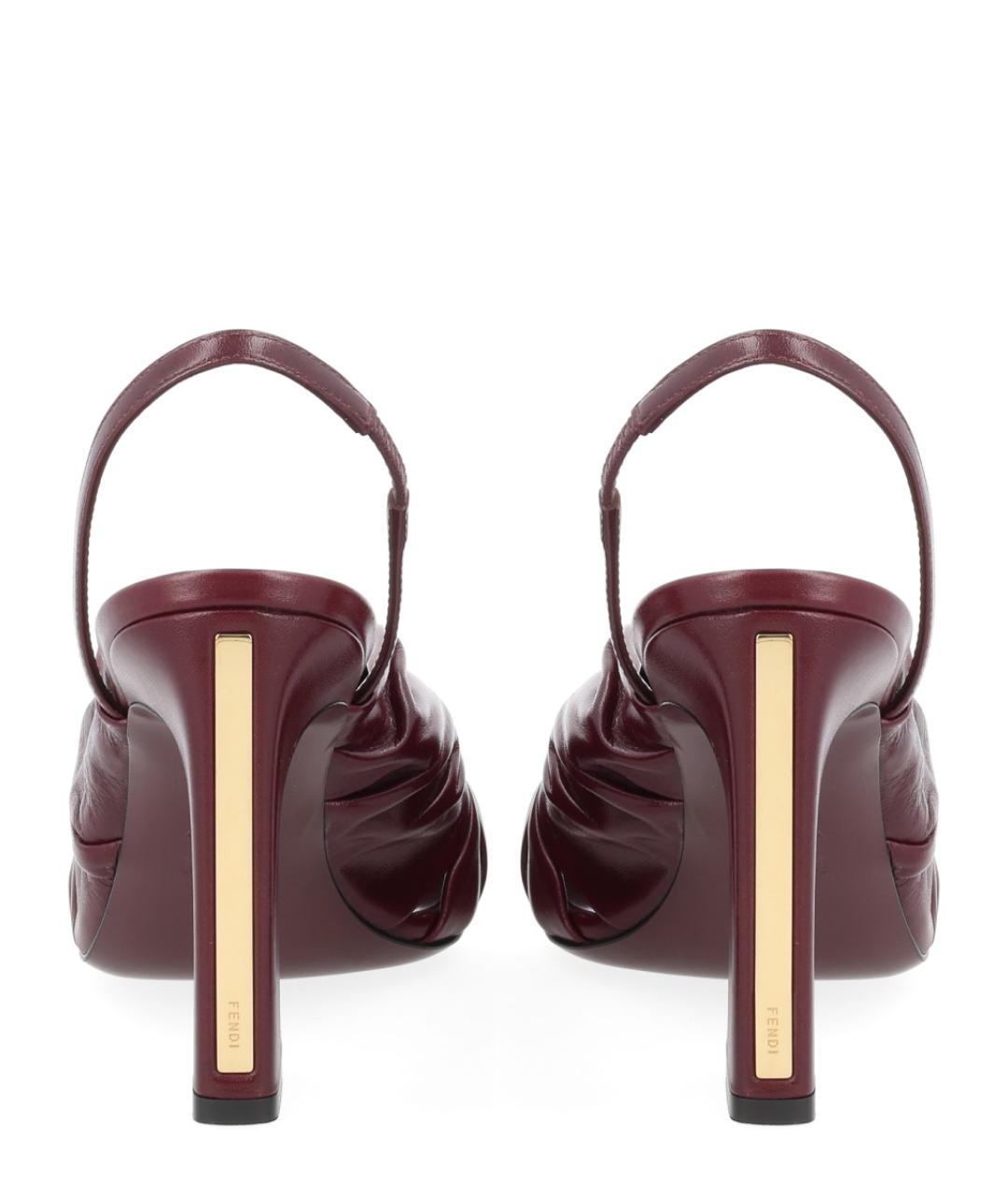 FENDI Бордовые кожаные туфли, фото 4