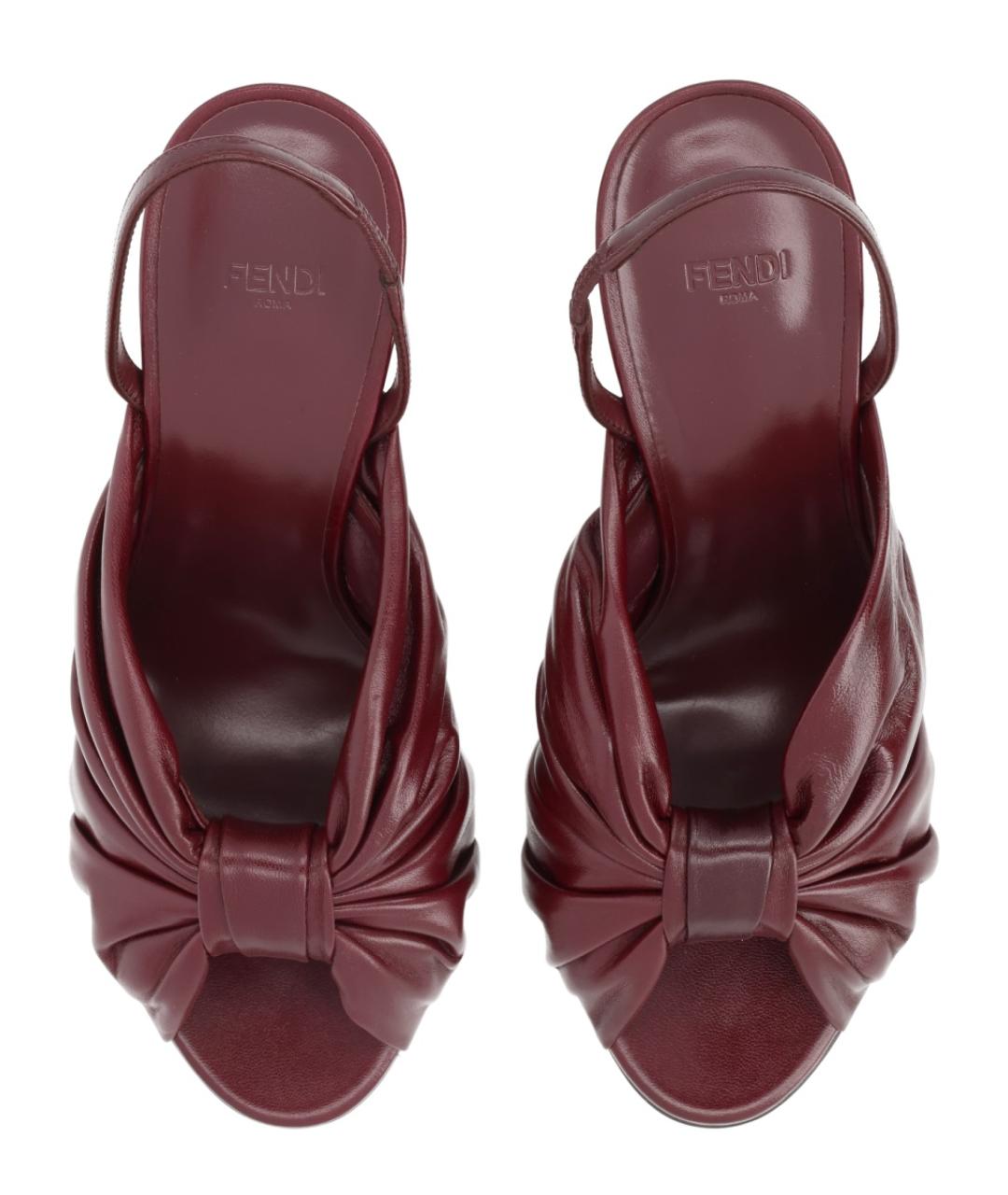 FENDI Бордовые кожаные туфли, фото 5