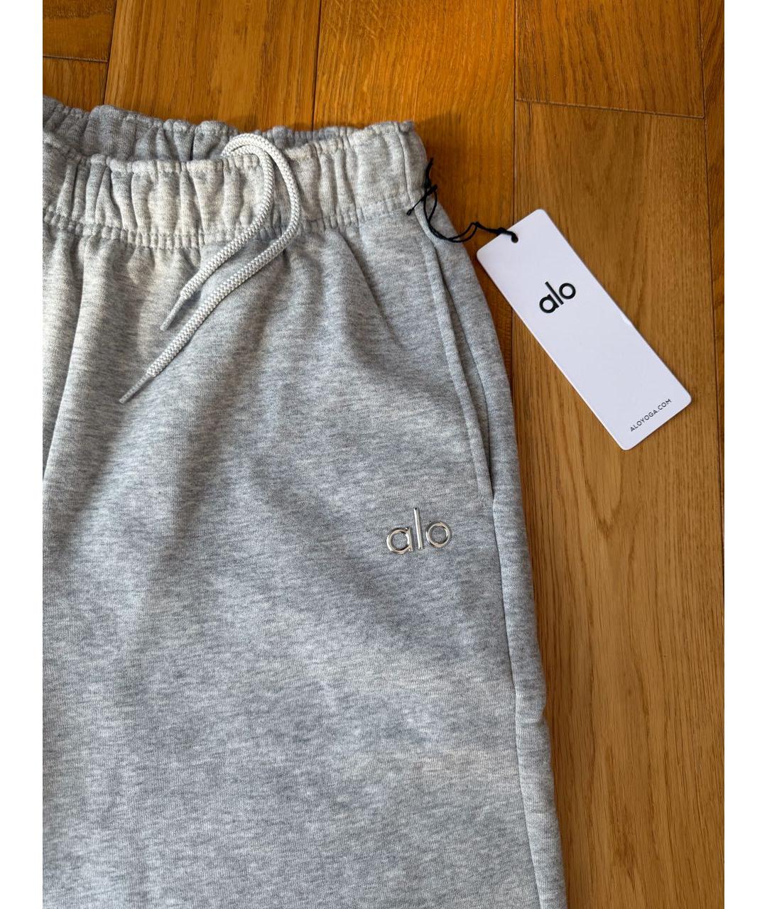 ALO YOGA Серые хлопковые спортивные брюки и шорты, фото 3