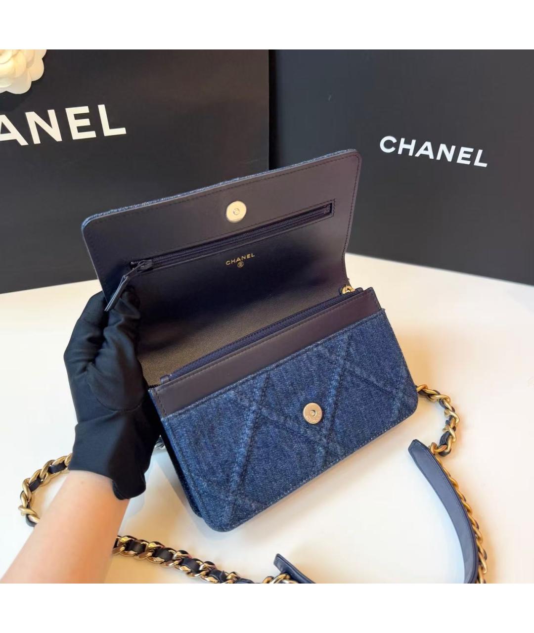 CHANEL Голубая сумка через плечо, фото 8